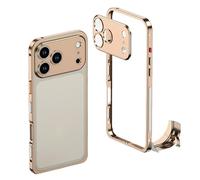 Ultra-Thin Metal Frame Heat Dissipation Case with Lens Protector for iPhone Series - Slim Hard Titanium Shockproof Design & Detachable Metal Lens Cover Seahorse Buckle (#5,for IPhone 13 Pro Max)