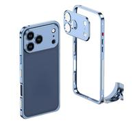Ultra-Thin Metal Frame Heat Dissipation Case with Lens Protector for iPhone Series - Slim Hard Titanium Shockproof Design & Detachable Metal Lens Cover Seahorse Buckle (#7,for IPhone 16 Pro Max)