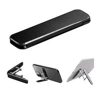 Ultra Thin Stick-On Adjustable Phone Stand,Multi-Angle Aluminum Kickstand[Vertical & Horizontal Stand],Foldable Metal Phone Stand Compatible with Any Phone (Black)