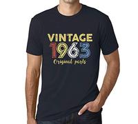 Ultrabasic Uomo Maglietta Originalteile 1963 - Original Parts 1963 - 61 Anni Idea Regalo 61° Compleanno T-Shirt Anniversario Stampa Grafica Vintage Anno 1963 novità Marine 3XL