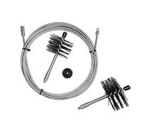 ULTRABrush A | Kit per la pulizia Canna Fumaria Stufa a pellet: 1 prolunga Inox plastificato da 6 metri, 2 spazzole in nylon high performance (80 e 100mm), e 1 pomolo per incrostazioni più compatte.