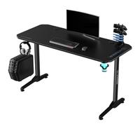 ULTRADESK Frag | Scrivania Da Gioco Ergonomica Con Grande Spazio Di Lavoro E Pad XXL, 2 Fori Per Cavi | Home Office, Scomparto Per Prese Multiple | Struttura In Acciaio, Imbottitura Nera, 140x66 cm
