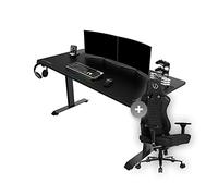 Ultradesk Momentum 152,5x70 cm + Throne | Scrivania Da Gioco, Sedia Da Ufficio, Tappetino Per Mouse XXL | Supporto Per Cellulare, Portabicchieri, Struttura In Acciaio Con Rinforzi | Nero