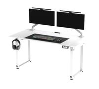 Ultradesk - Scrivania da Gaming, Scrivania Sit-Stand, Regolabile in Altezza Elettricamente, con Accessori - Fino a 3 Schermi, Tappetino per Mouse, Pannello di Controllo - 160x75cm, Bianco/Bianco