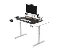 Ultradesk - Scrivania da gioco di grandi dimensioni - Highlander - Scrivania per computer con struttura in acciaio - Spazio per due monitor - Archiviazione per ufficio - 120x60 cm - Bianco