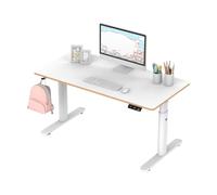 Ultradesk - Scrivania Elettrica per Bambini Regolabile in Altezza PULSAR - 136x60x55-81cm - per 2 Monitor - per la Camera dei Bambini e dei Ragazzi - Bianco, con LED