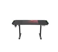 Ultradesk - Scrivania regolabile in altezza LEVEL V2 - Scrivania elettrica per computer 140 x 68 cm - Per il Gioco, l'Ufficio - Set con tappetino per mouse XL e illuminazione LED RGB - LED rosso