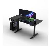 Ultradesk - Scrivania regolabile in altezza Level V2 - Scrivania elettrica per computer - 140x68 cm, per il gioco, il telelavoro - Set con tappetino per mouse XL - Nero, verde