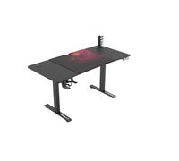 Ultradesk - Scrivania regolabile in altezza Level V2 - Scrivania elettrica per computer - 140x68 cm, per il gioco, il telelavoro - Set con tappetino per mouse XL - Nero, rosso