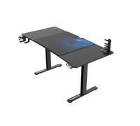 Ultradesk - Scrivania regolabile in altezza Level V2 - Scrivania elettrica per computer - 140x68 cm, per il gioco, il telelavoro - Set con tappetino per mouse XL - Nero, blu