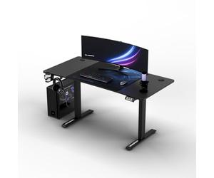 Ultradesk - Scrivania regolabile in altezza Level V2 - Scrivania elettrica per computer - 140x68 cm, per il gioco, il telelavoro - Set con tappetino per mouse XL - Nero, blu