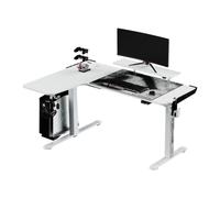 Ultradesk Winger RGB LED | Scrivania da gioco Tavolo a forma di L | Scrivania angolare ad angolo | Scrivania per computer regolabile in altezza elettrica | Bianco | 155x111x60 cm Sinistra