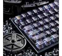 ULTRAEQUIP Set di keycap trasparenti satinati Cyberpunk Rovine Keycap Set keycaps trasparenti 120 tasti Materiale PC Pad Metallo Stampa Shine Attraverso Keycaps per keycaps meccanici 60 75 100
