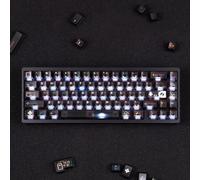 ULTRAEQUIP Set di tasti meccanici trasparenti, nero opaco trasparente, materiale PBT, 122 tasti, profilo ciliegia, retroilluminato, copritasti retrò per tastiere Cherry MX 60-80%