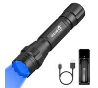 ULTRAFIRE Torcia a LED a luce blu, 450-455 nm, ad alta purezza, torcia da pesca blu, 150 metri, modalità singola, piccola torcia da caccia per visione notturna, riflessione fluorescente, osservare