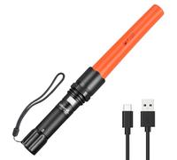 UltraFire Torcia a LED ricaricabile da 12 pollici, 619 lumen, torcia di sicurezza, 3 modalità con lampeggio rosso, USB-C, per il controllo del traffico, aeroporto, vigili del fuoco, parcheggio