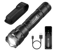 UltraFire Torcia tattica con fondina, 1000 lumen Singola modalità LED Torcia con batteria e caricabatterie, Torcia tascabile leggera, WF-502B