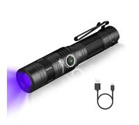 UltraFire Torcia UV ricaricabile 365 nm luce UV uniforme, LED luce nera uniforme per ricerca di tracce di sangue, forensi, polizia, analisi fluorescente, test non distruttivi