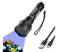 UltraFire Torcia UV ricaricabile da 365 nm, luce UV ad alta purezza da 16 W, 2 modalità di luce nera per test di penetrazione fluorescente, resina di indurimento, riduzione delle perdite, ispezione