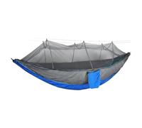 Ultralight Portable Camping Hammock With Mosquito Net Double Outdoor Leisure Gear ，Compatible For 2 Person Travel(Blue grey)
