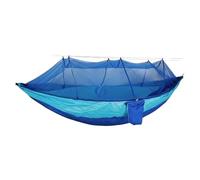 Ultralight Portable Camping Hammock With Mosquito Net Double Outdoor Leisure Gear ，Compatible For 2 Person Travel(Blue)