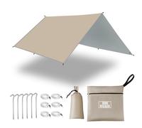 Ultralight Tarp Campeggio Impermeabile 3X3 3X4 3X5M Tendalino Spiaggia Parasole Multifunzionale Telo Frontale Tendalino Camper Telone con Occhielli (kaki, 3x4m)