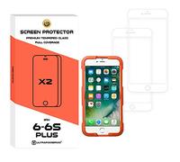 ultrapower100 Screen Protector Shatterproof Compatible for 6 Plus/6S Plus Full Coverage Premium Tempered Glass Film 2 Pack Anti-Shatter White