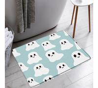 Ultraresistente Tappetino di benvenuto Spooky Halloween Ghost Blue White Cute Funny Cartoon Ghosts Icons Tappeti barriera Tappetino per la cucina 40×60cm per Corridoio,Doccia,Ufficio