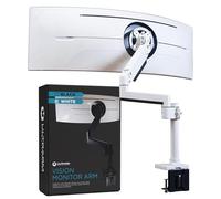 ULTRARM MA20PW-S - Braccio per monitor ultrawide fino a 144,8 cm e 20 kg, supporto da scrivania singolo, regolabile in altezza pneumatica, bracci di estensione modulari - Max VESA 100x100, bianco,