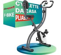 Ultrasport F-Bike Cyclette da Casa Pieghevole I Cyclette Pieghevole da Casa fino a 130 KG con Sella Extra Confortevole e LCD Display, Cyclette da Camera (Nero-Argento)