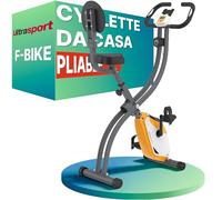 Ultrasport F-Bike Cyclette da Casa Pieghevole I Cyclette Pieghevole da Casa fino a 130 KG con Sella Extra Confortevole e LCD Display, Cyclette da Camera (Nero-Rosso)