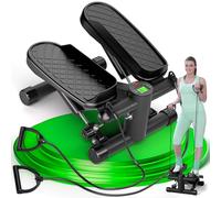 Ultrasport Mini stepper 2 in 1 con fasce di resistenza, per allenamento con pedali antiscivolo e monitor LCD, per allenamento a casa e per tutto il corpo