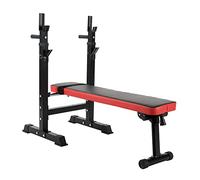 Ultrasport Panca pesi con ripiano con dispositivo per dip bar regolabile in 5 direzioni, ripiano per bilanciere cinghia per l'utilizzo come panca per sit-up caricabile fino a 200 kg panca per pressa