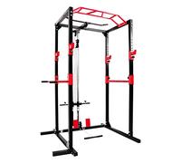 Ultrasport Power Fitness, Rack Multifunzione per Un Allenamento Efficace di Tutto Il Corpo, Struttura in Acciaio Massiccio Unisex-Adulto, Nero/Rosso