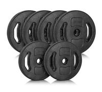 Ultrasport Set Pesi da 25 kg - 4 x Piastre da 5 kg e 2 x Piastre da 2,5 kg in Cemento rivestite in Vinile/Dischi da Bilanciere per Body Building e Sollevamento Pesi (25)