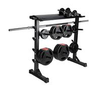 Ultrasport Ripiano per manubri, manubri e bilancieri, su 3 livelli, con portasciugamani, gancio e cassetto per accessori, robusto telaio in acciaio, portata fino a 300 kg