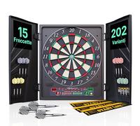 Ultrasport Tavola da Freccette Elettronica, con/Senza Porte, Freccette Classiche per 16 Giocatori, Gioco di Freccette con indicatore LED, 38 Giochi e Molte Varianti,12 Freccette e 100 Punte morbide