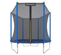 Ultrasport Trampolino da Giardino, Adatto Ingresso Basso, Set Completo, Incluso Tappeto Elastico con Rivestimento UV, Rete di Sicurezza, Staffe in Acciaio Unisex-Bambini, Blu, 244 Centimetri