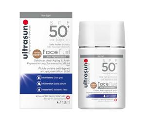 Ultrasun Face Fluid Tinted Anti Pigmentation SPF50+, Fluido di protezione solare anti-invecchiamento e anti-pigmentazione