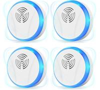 Ultrasuoni per topi, 4 Pack Ultrasuoni Antizanzare, Ultrasuoni per Topi Interni Contro Insetti, Ultrasuoni per Anti Zanzare, Roditori, Ragni, Formiche Ultrasuoni Repellente per Topi