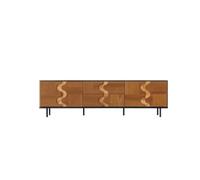 ULTRAWAVE Gabinetto del Centro di Intrattenimento TV da Pavimento retrò in Legno Massello Color Teak for Soggiorno Supporto della Televisione(A:180CM*57CM*40CM)