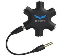 ULTRICS Sdoppiatore Cuffie, Jack 3,5mm Maschio a Femmina Stereo Headset Cavo, 5 Prese Splitter Audio Adattatore per Auricolari Compatibile con iPhone Samsung Smartphone PC Tablet PS4 Xbox MP3 - Nero
