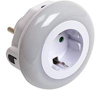 Ultron 185959 Save e Night Light Luce Notturna LED con funzione di accensione e spegnimento automatico e presa integrata, tre colori a scelta, Plastica, Bianco, 8,2 x 8,2 x 7,25 cm