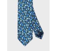 Ulturale cravatta tre pieghe in cotone e seta, blu fiori 3PC.25B270.COSE.BLU