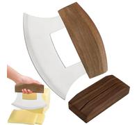 ULU PIZZASCHNEIDER - Rocker Knife Schneider da cucina in acciaio inox semicircolare | Manico antiscivolo con supporto per pizza, erbe, verdure o insalata, perfetto per tagliare le fe