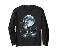 Ululando alla Luna Tuxedo Cats Maglia a Manica
