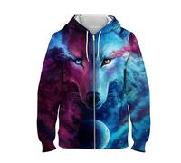 Ululante Lupo Modello Cerniera su Felpa con Cappuccio Donne/Uomini 3D Stampa Foresta Natura Fauna Selvatica Animale Cerniera Felpa Giacca Top