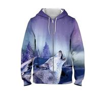 Ululante Lupo Modello Cerniera su Felpa con Cappuccio Donne/Uomini 3D Stampa Foresta Natura Fauna Selvatica Animale Cerniera Felpa Giacca Top