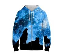 Ululante Lupo Modello Cerniera su Felpa con Cappuccio Donne/Uomini 3D Stampa Foresta Natura Fauna Selvatica Animale Cerniera Felpa Giacca Top
