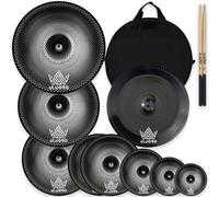 ULUOBO Confezione di piatti a basso volume, piatti silenziosi, set di piatti silenziosi per la pratica del batterista, 6/8/10''Spalsh+14''Hihat+16"Crash+18''Crash+18''China+20"Ride, 9 pezzi, nero